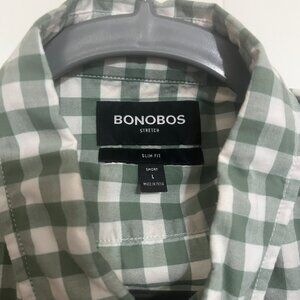 Bonobos Men's Large Sage Green Checkered Long Sleeve Shirt